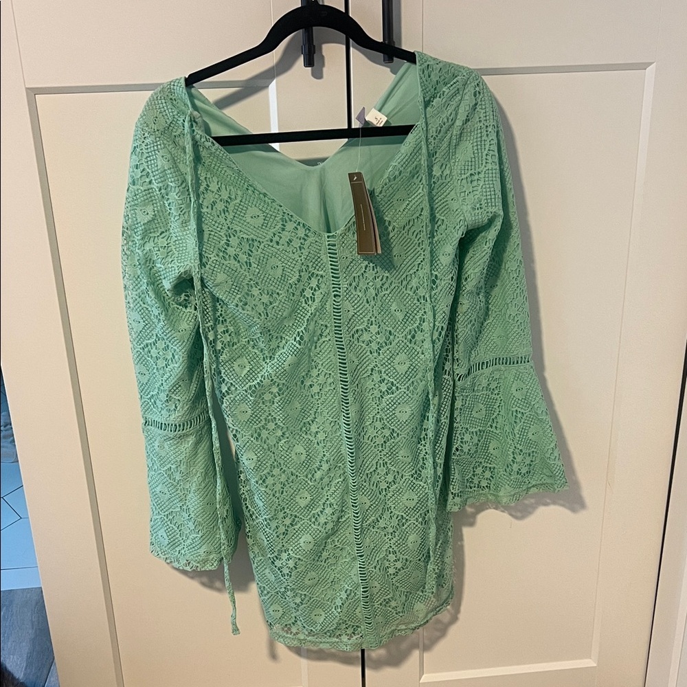 Francesca's Collections Mint Green Lace Swim Coverup
